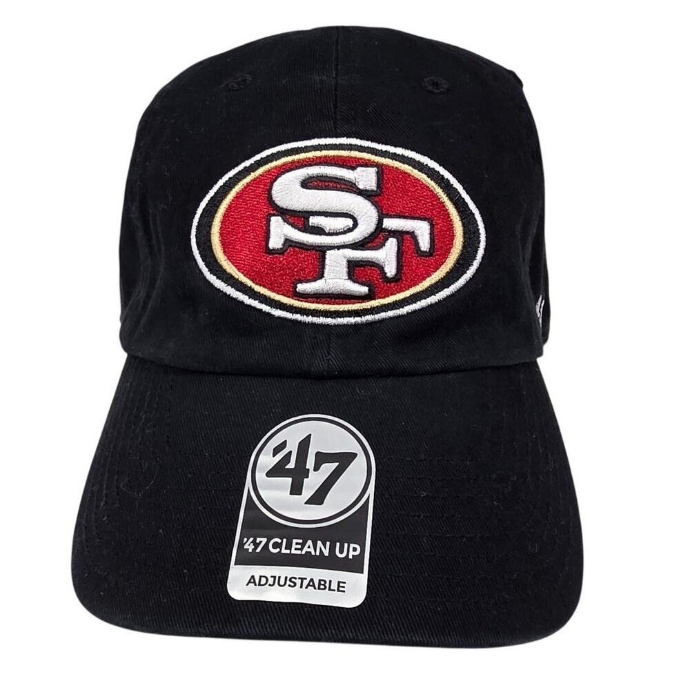 SAN FRANCISCO 49ERS '47 BLACK CLEAN UP DAD HAT – STRAPBACK – EMBROIDERED – OSFA